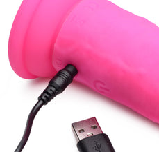 Power Player 28x Vibrating Silicone Dildo With Remote - Pink