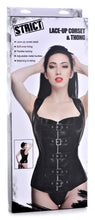 Lace-up Corset And Thong - Large