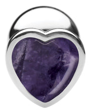 Genuine Amethyst Gemstone Heart Anal Plug - Medium