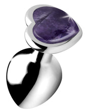 Genuine Amethyst Gemstone Heart Anal Plug - Medium