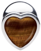 Authentic Tigers Eye Gemstone Heart Anal Plug - Medium