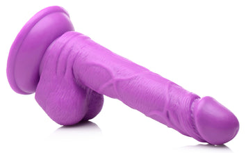 6.5 Inch Dildo With Balls - Purple