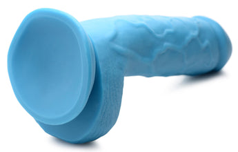 8.25 Inch Dildo With Balls - Blue