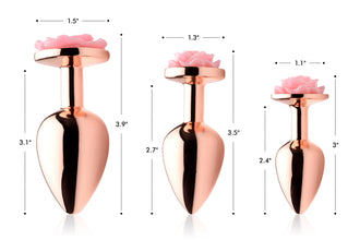 Rose Gold Anal Plug With Pink Flower - Large