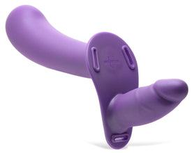 28x Double Diva 2 Inch Double Dildo With Harness And Remote Control - Purple