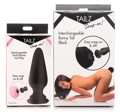 Small Anal Plug With Interchangeable Bunny Tail - Black