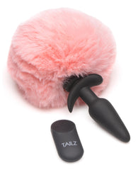 Small Vibrating Anal Plug With Interchangeable Bunny Tail - Pink