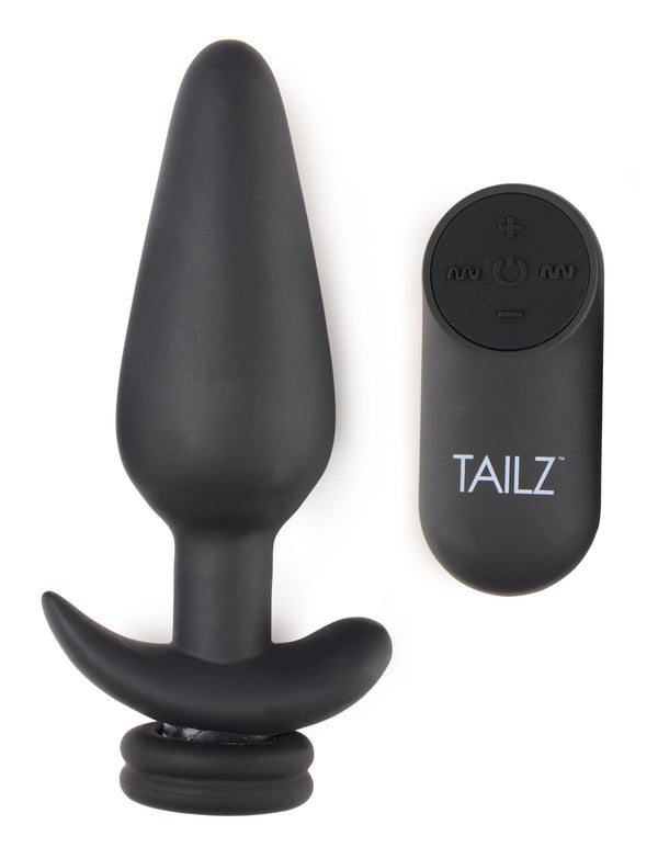 Large Vibrating Anal Plug With Interchangeable Bunny Tail - White