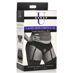 Laced Seductress Crotchless Panty Harness With Garter Straps - Lxl