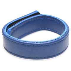 Velcro Leather Cock Ring - Blue