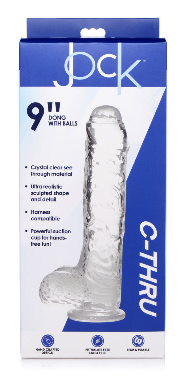 Jock C-thru Dildo With Balls - 9 Inch