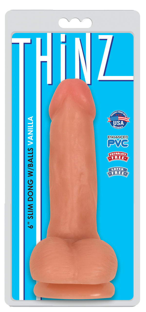 6 Inch Slim Dildo With Balls - Light