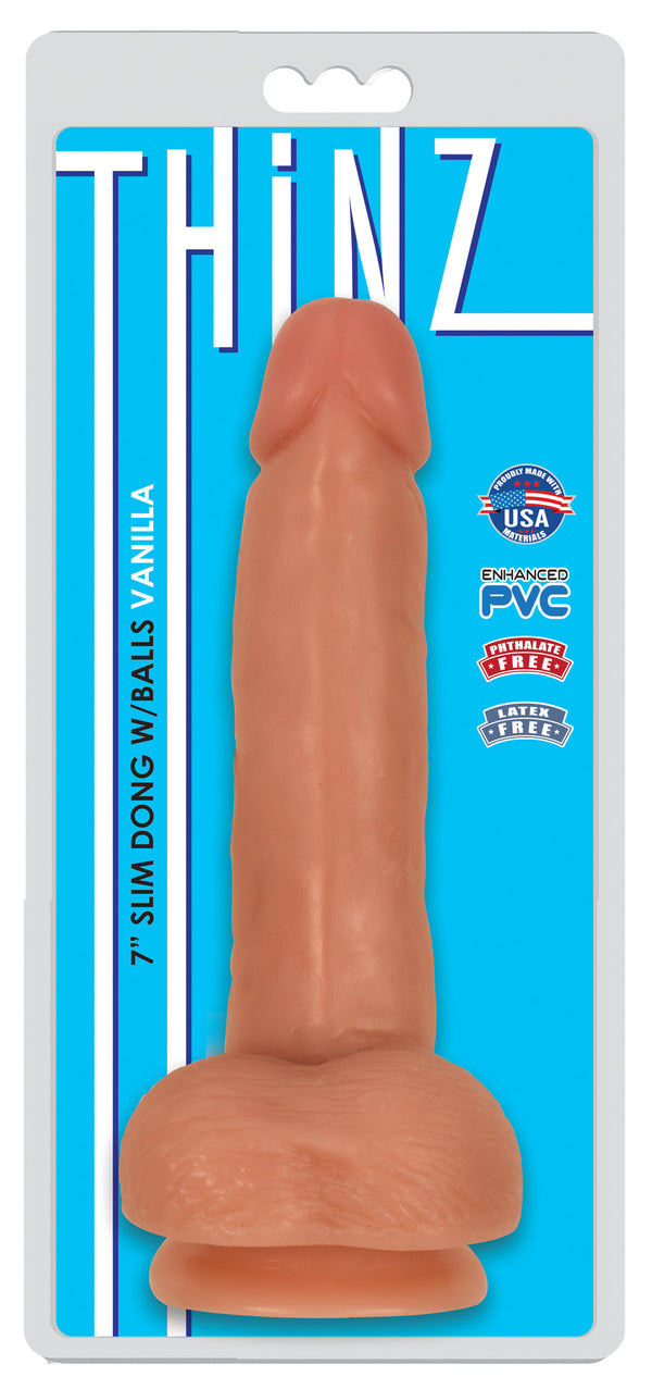 Thinz 7 Inch Slim Dildo With Balls - Light