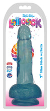 7 Inch Slim Stick With Balls Berry Ice Dildo