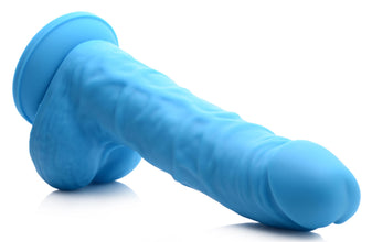 7 Inch Silicone Dildo With Balls - Berry