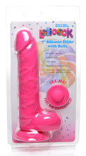 7 Inch Silicone Dildo With Balls - Cherry