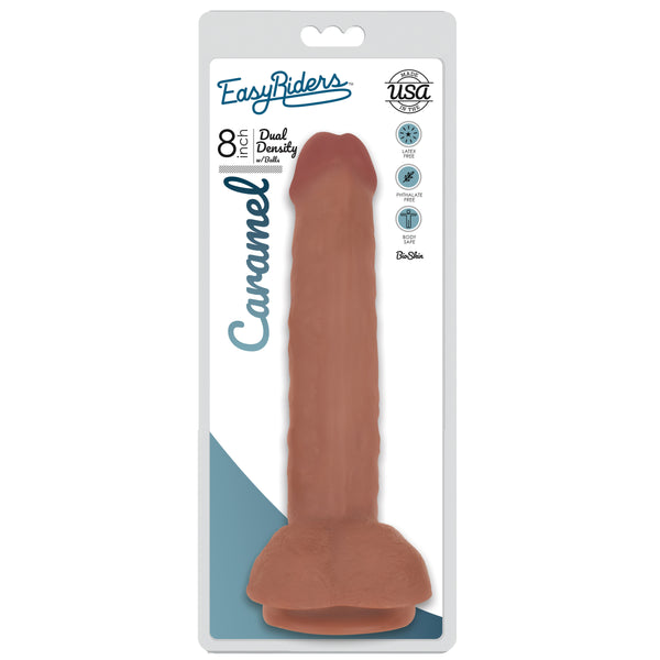 Easy Riders 8 Inch Dual Density Dildo With Balls - Tan