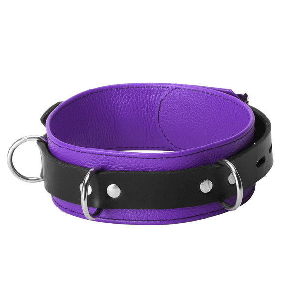 Strict Leather Deluxe Locking Collar - Purple And Black