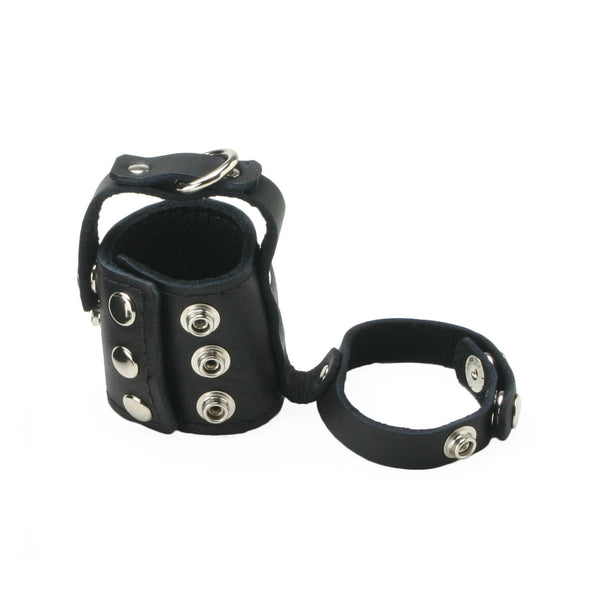 Strict Leather Cock Strap And Ball Stretcher - Large