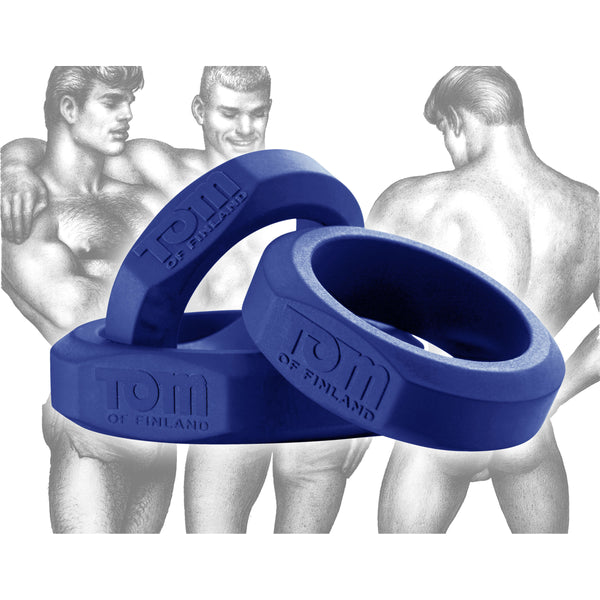 Tom Of Finland 3 Piece Silicone Cock Ring Set - Blue