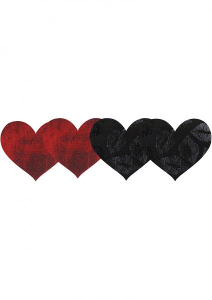 Stolen Kisses Hearts Pasties Red, Black 2 Pack